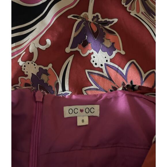 OC By OC Oleg Cassini Y2K 100% Silk Floral Dress Jewel Tones Beaded Midi Size 6 - Picture 7 of 8